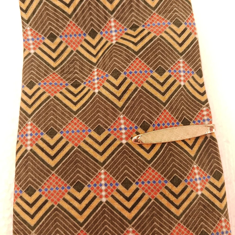 SWANK Cufflinks Tie Bar / Clip Vintage Classic Brushed Pattern Gold 